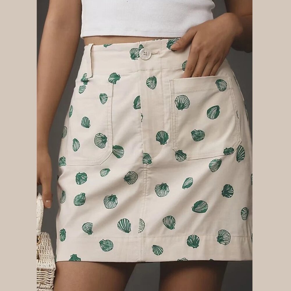 Anthropologie Maeve The Colette Skirt Mini Edition Ivory Seashell XL